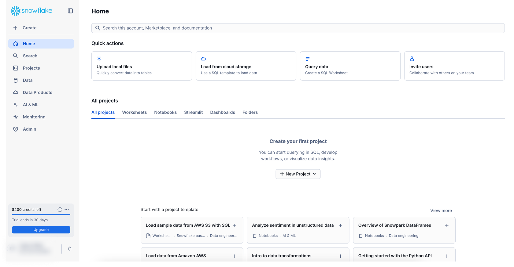 스노우플레이크_사용법_개념_Snowflake_Trial_Tutorial